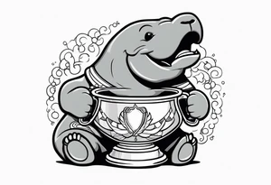 Manatee holding the Stanley Cup tattoo idea