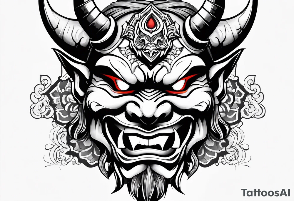 Evil oni mask tattoo idea