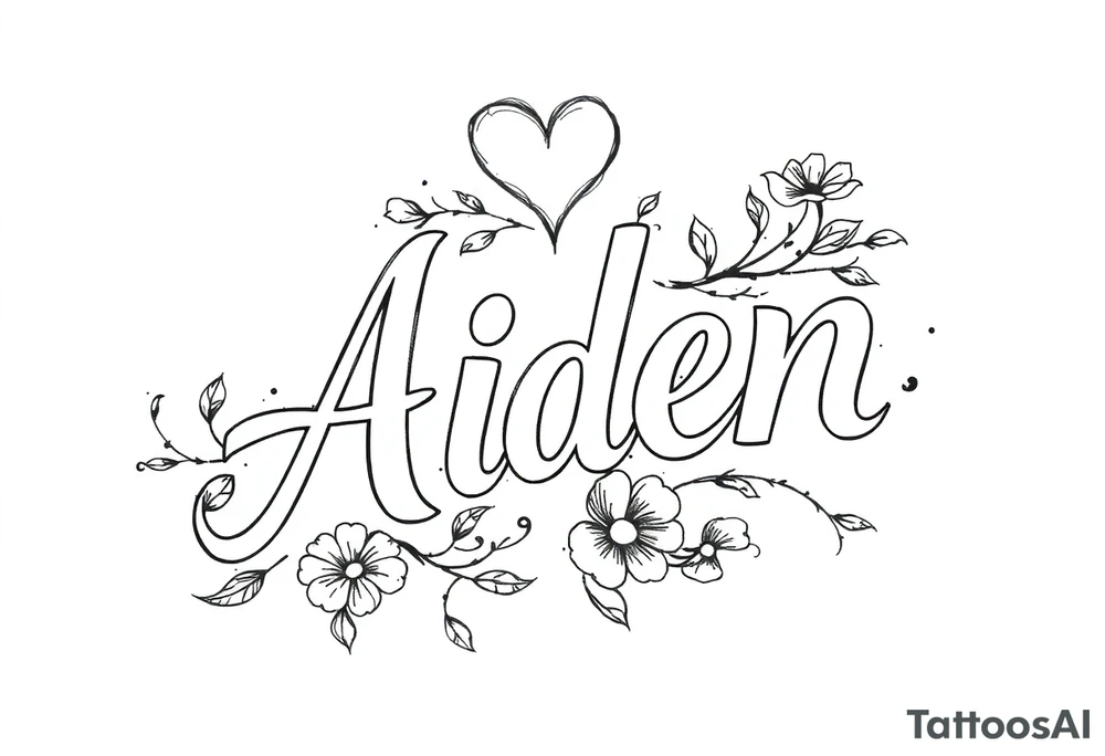 The name Aiden with love theme tattoo idea