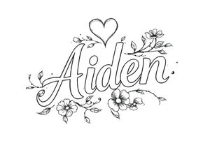 The name Aiden with love theme tattoo idea