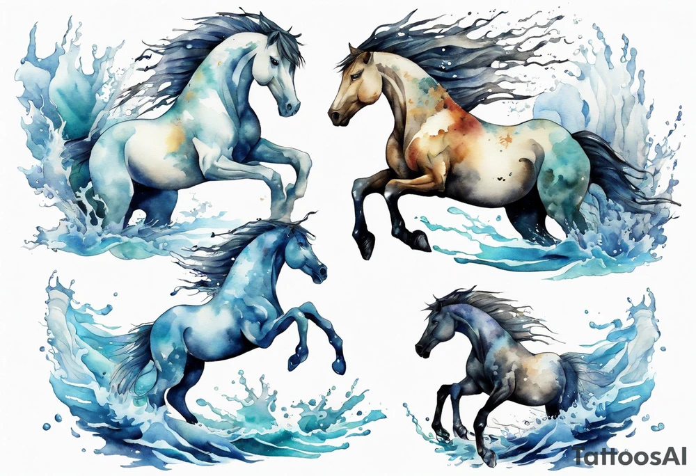a water horse emerging from the sea tattoo idea