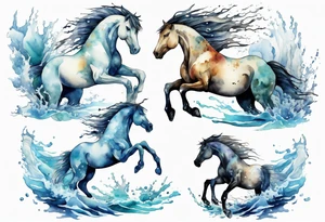 a water horse emerging from the sea tattoo idea