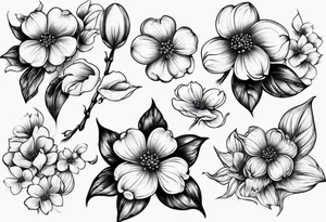 Dogwood flowers music pick tattoo idea