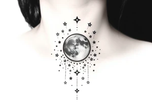 1x10^23 surrounded by cascade of stars and moon tattoo idea