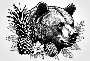 Bear eating pineapples tattoo idea