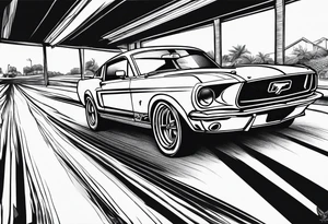 Bowling and ford mustang cars tattoo idea