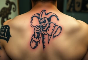 jester smoking and drinking tattoo idea