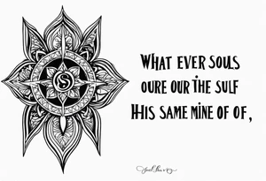 Script lettering saying"What ever our souls are made of, his and mine are the same" gothic tattoo idea