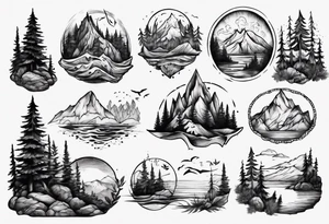 forest and sea mountains tattoo idea