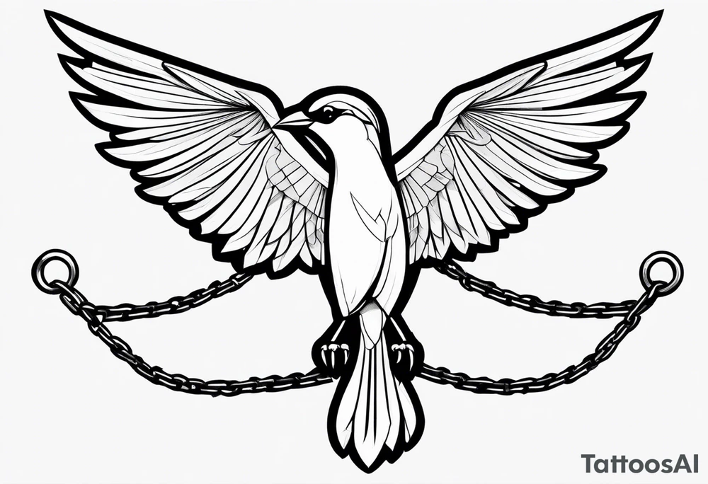 bird wrapped in chain tattoo idea