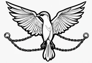 bird wrapped in chain tattoo idea