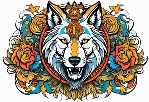 A powerful wolf with lions main tattoo idea
