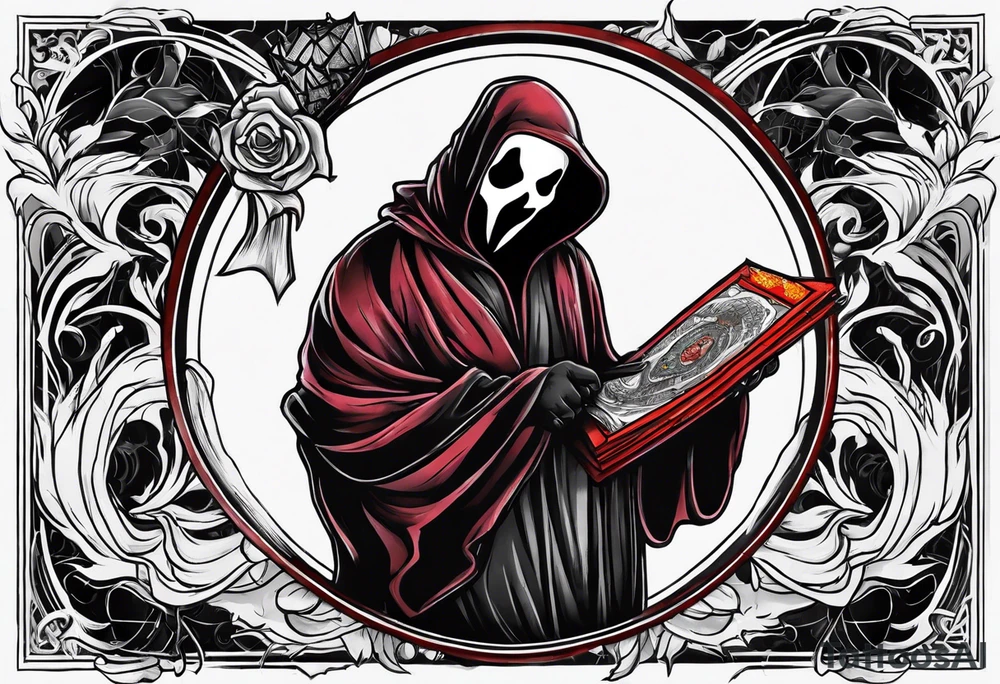 Ghostface holding fliers tattoo idea
