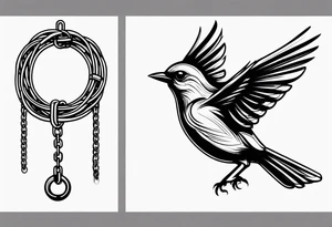 bird trying to free from chains around him tattoo idea
