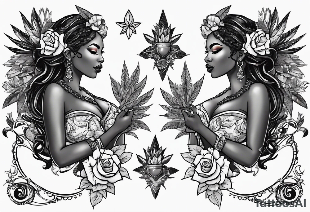 Black Goddess of sativa tattoo idea
