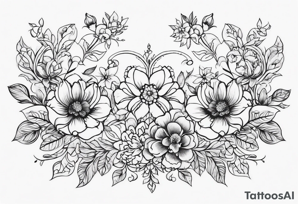 ornaments of flowers tattoo idea
