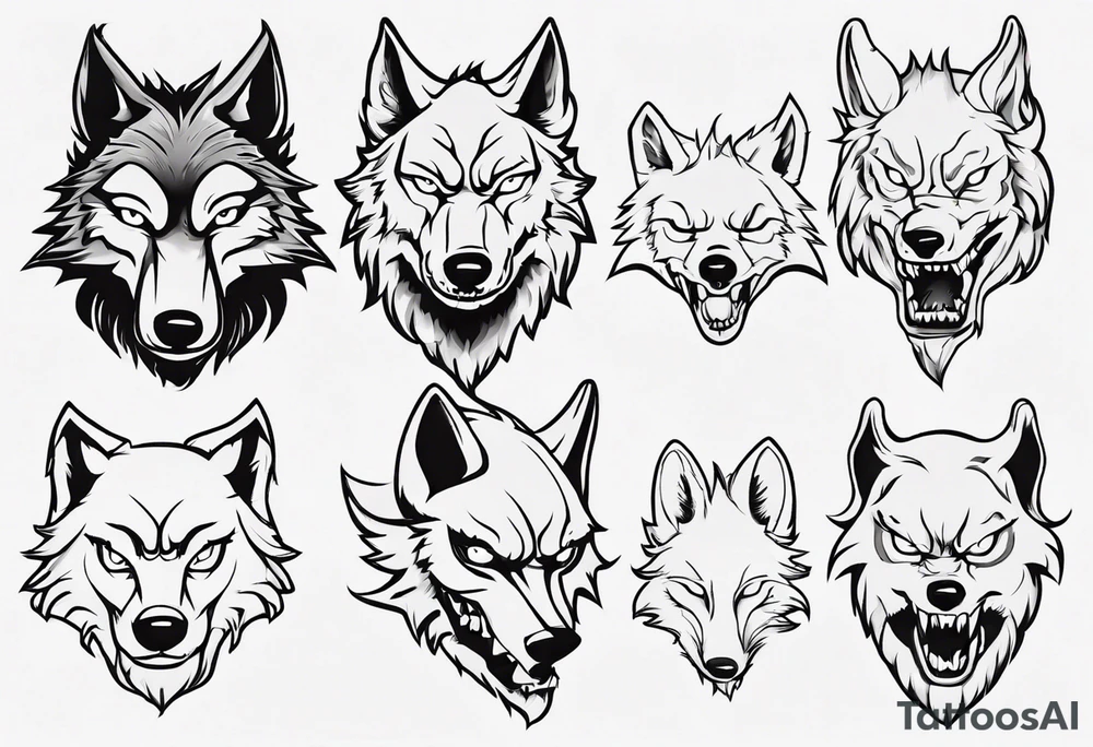 wolf head tattoo idea