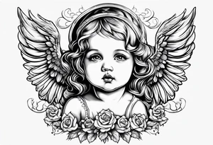 Scary baby angel tattoo idea