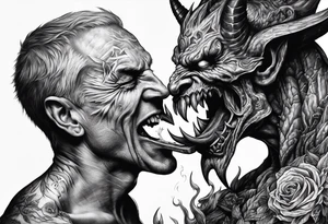 Demon feeding on a human soul tattoo idea