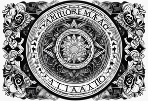 circle with the text Oscar Embla Emil tattoo idea