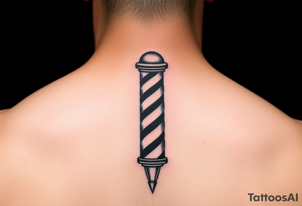 Minimalistic barber pole tattoo idea