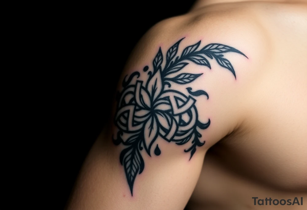 Celtic knot band combined with nature tattoo idea