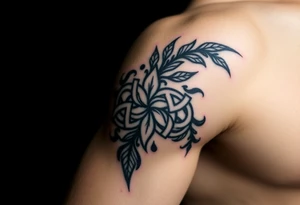 Celtic knot band combined with nature tattoo idea