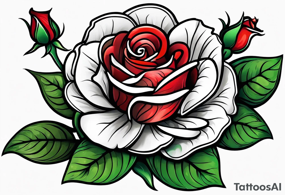 red rose blooming tattoo idea