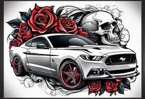 skull and roses
Muscle mustang car tattoo idea