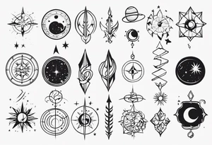 tattoo full sleeve that includes astrologic signs of  cancer. tattoo idea