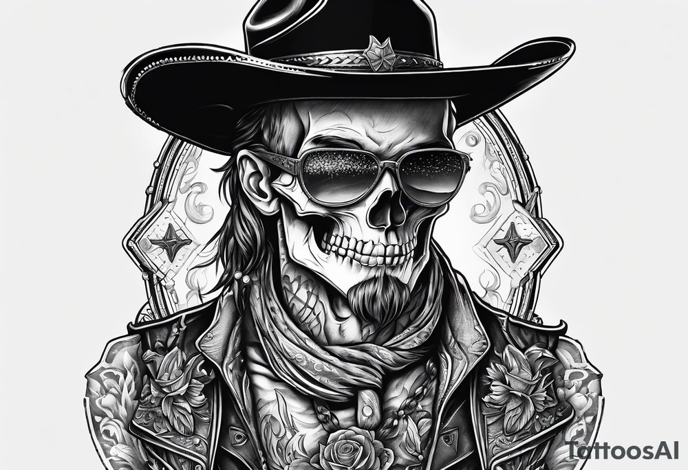 skeleton cowboy queer punk tattoo idea