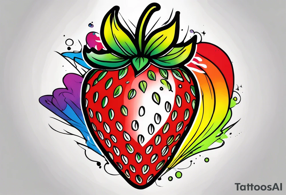 Graffiti Rainbow Strawberry tattoo idea