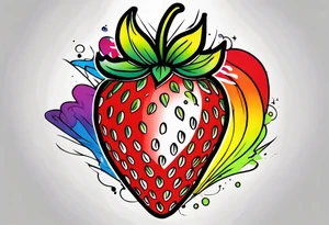 Graffiti Rainbow Strawberry tattoo idea