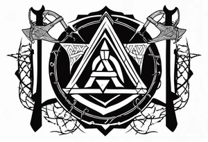 Valhalla valknut shield sword dragon axe barbed wire tattoo idea