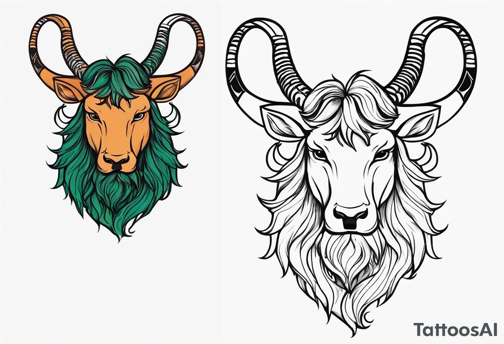 capricorn with beard tattoo idea