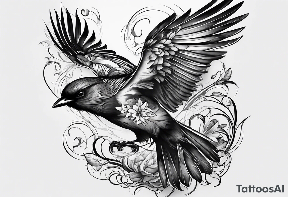 Shadow birds half sleeve tattoo idea