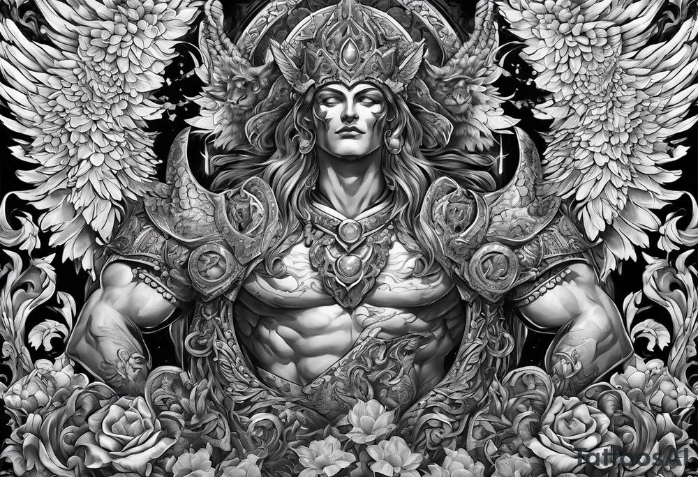 Heaven and demons chest tattoo tattoo idea