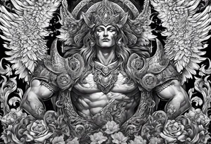 Heaven and demons chest tattoo tattoo idea