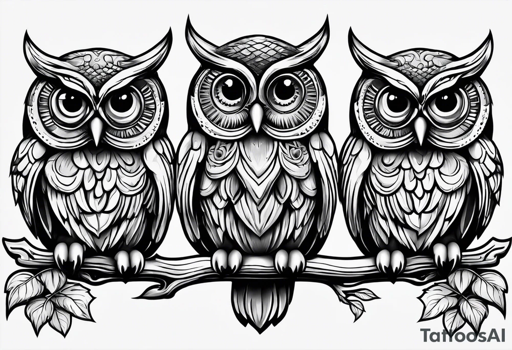 Owls 
Hear no evil, see no evil, speak no evil tattoo idea