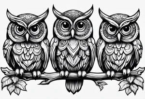 Owls 
Hear no evil, see no evil, speak no evil tattoo idea