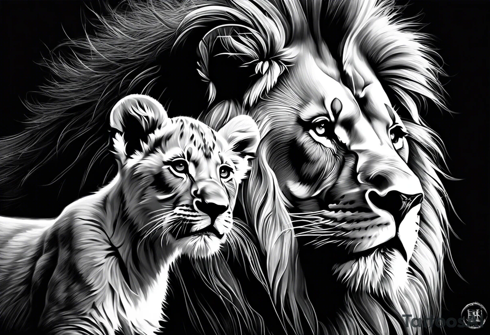 lion and cub tattoo idea
