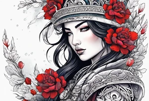 warrior, snow, flower tattoo idea