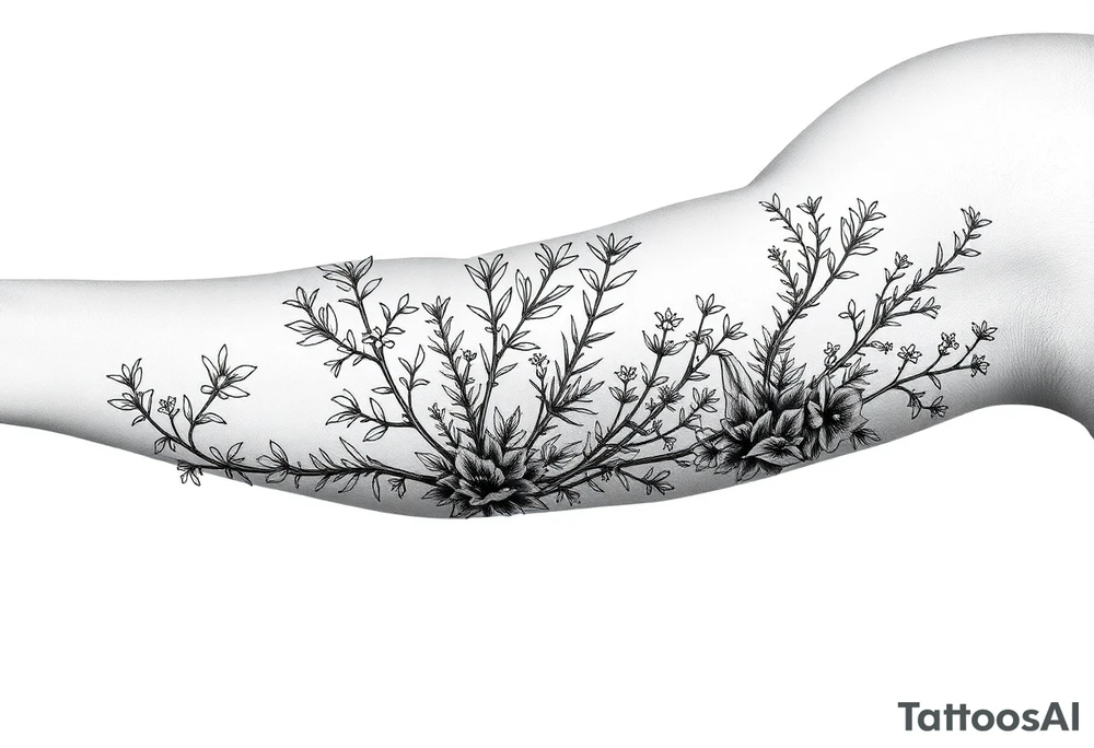 Parsley sage rosemary and thyme botanical drawing tattoo idea