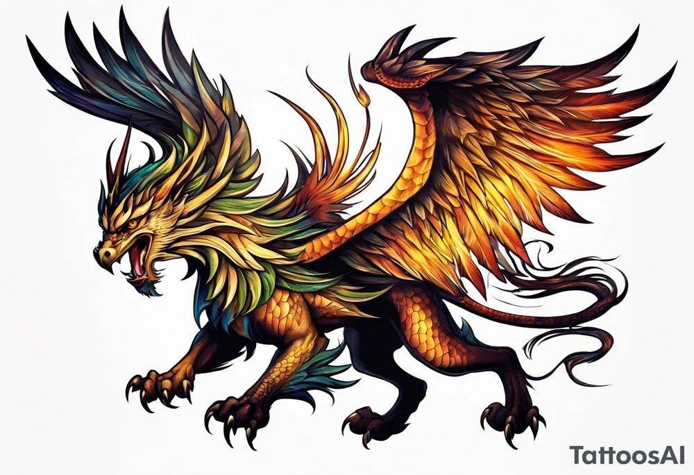 gryphon and dragon tattoo idea