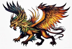 gryphon and dragon tattoo idea