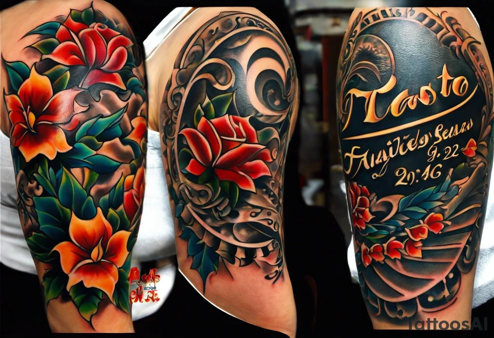 Family birthdates combined - 08.15.1966, 07.17.1974, 03.03.1992, 02.11.2008 and 02.02.2006 tattoo idea