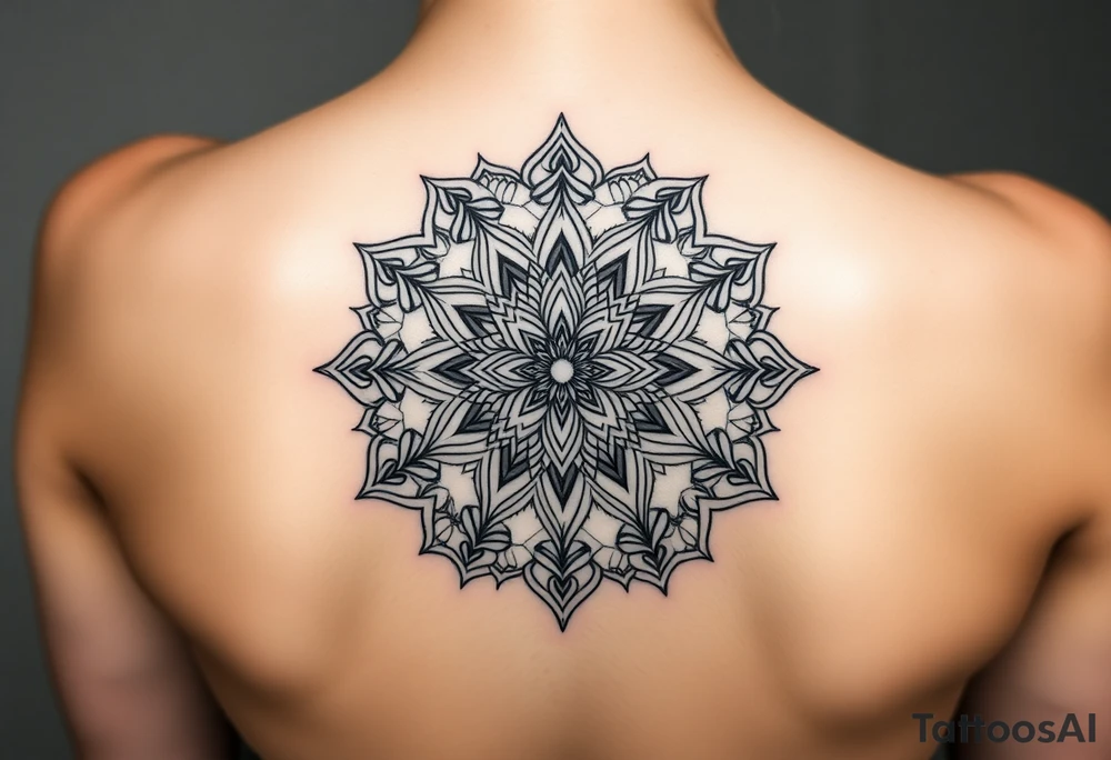intricate mandala with sacred geometry and cosmic elements tattoo idea