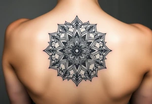 intricate mandala with sacred geometry and cosmic elements tattoo idea