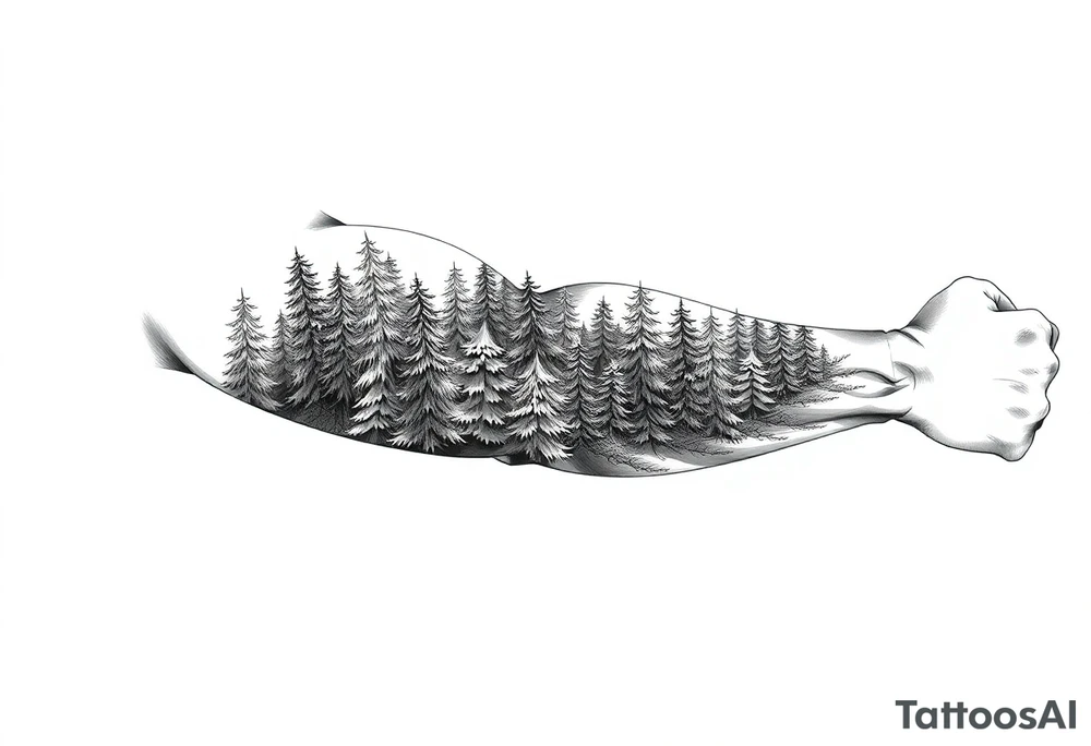 Coniferous forest forearm tattoo sleeve tattoo idea