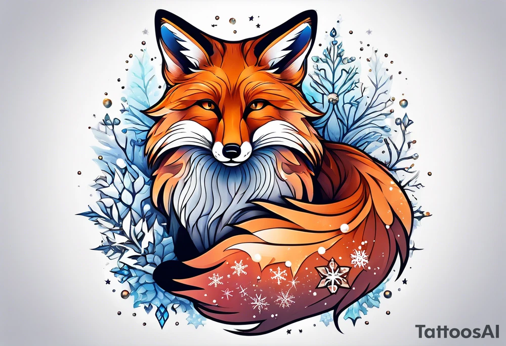 Constellation, animal fox , snowflake tattoo idea